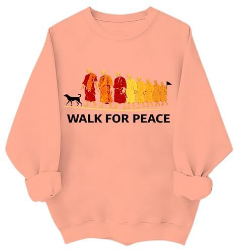 Women's Monk Light Dog Peace Print Crewneck Sweatshirt