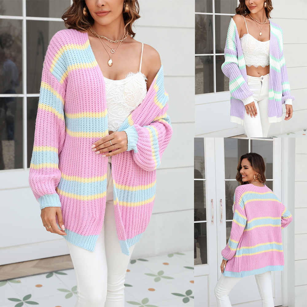Women's Plus Size Colorblock Cable Knit Cardigan Sweater