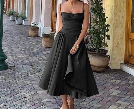 Women's Strapless Floral Dress Slim Fit Sleeveless Long Skirt