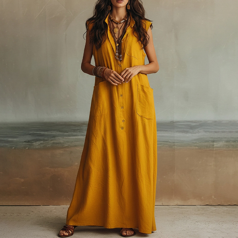 Women's Off-Shoulder Boho Shirt Dress Loose A-Line High Waist