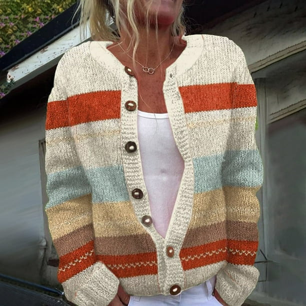 Women's Tribal Totem Print Button Cardigan Sweater