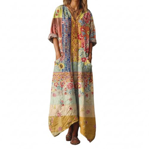 Women's Boho A-Line Midi Dress with 3D Print