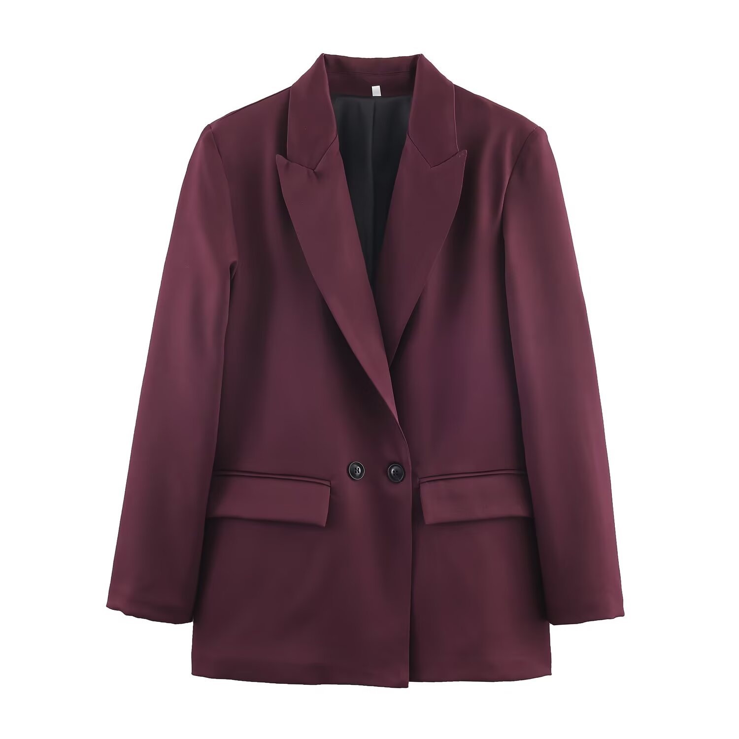 Women's Solid Button-Up Jacket Slim Fit V-Neck Long Sleeve