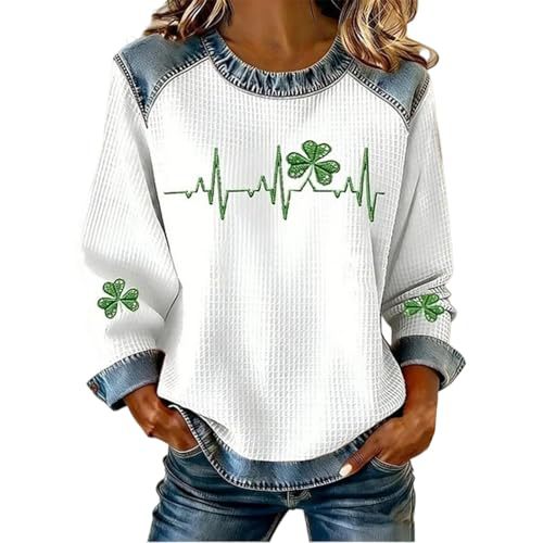 Women's Clover Tree Plant Print Crewneck Sweatshirt
