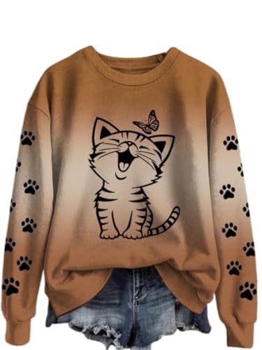 Women's Cute Cat Paw Print Casual Sweatshirt