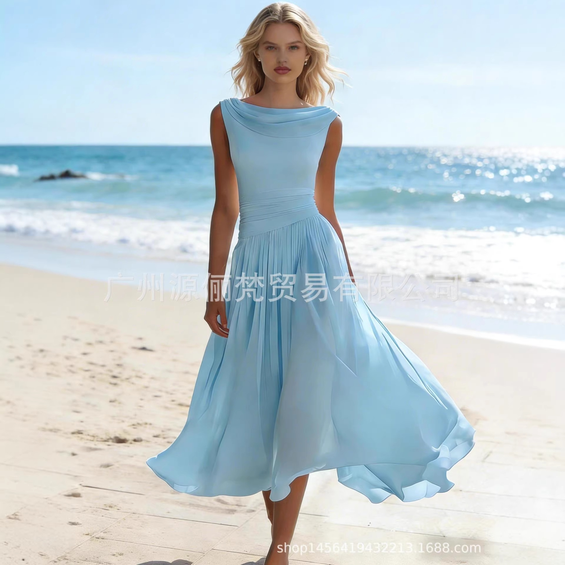Flowy Chiffon High-Waist Long Dress