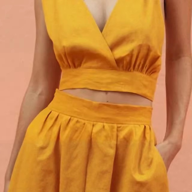 Women's Sleeveless Cami & Pants Set Solid Color Woven