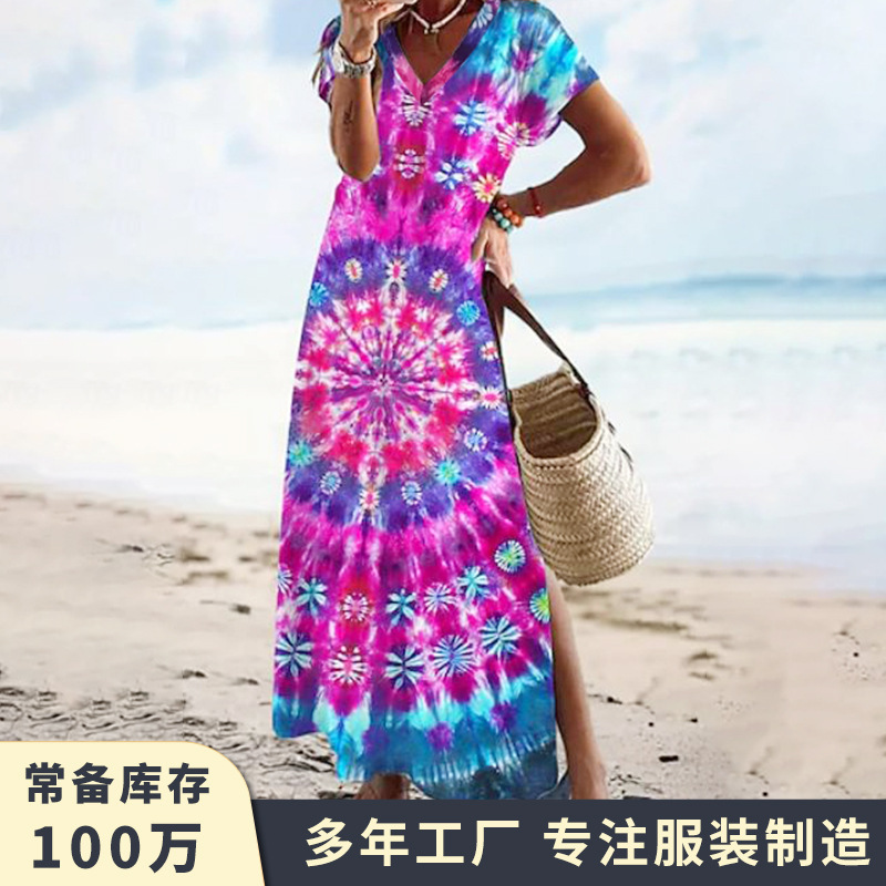 Women's Ethnic Print Sleeveless Maxi Dress Loose Fit