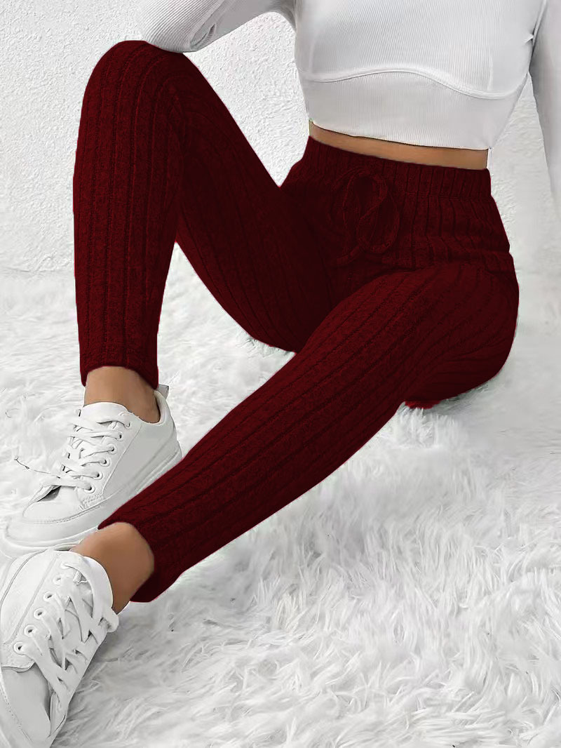 Women's Elegant Slim Straight Elastic Waist Pants Solid Color Casual Long Pants Machine Washable