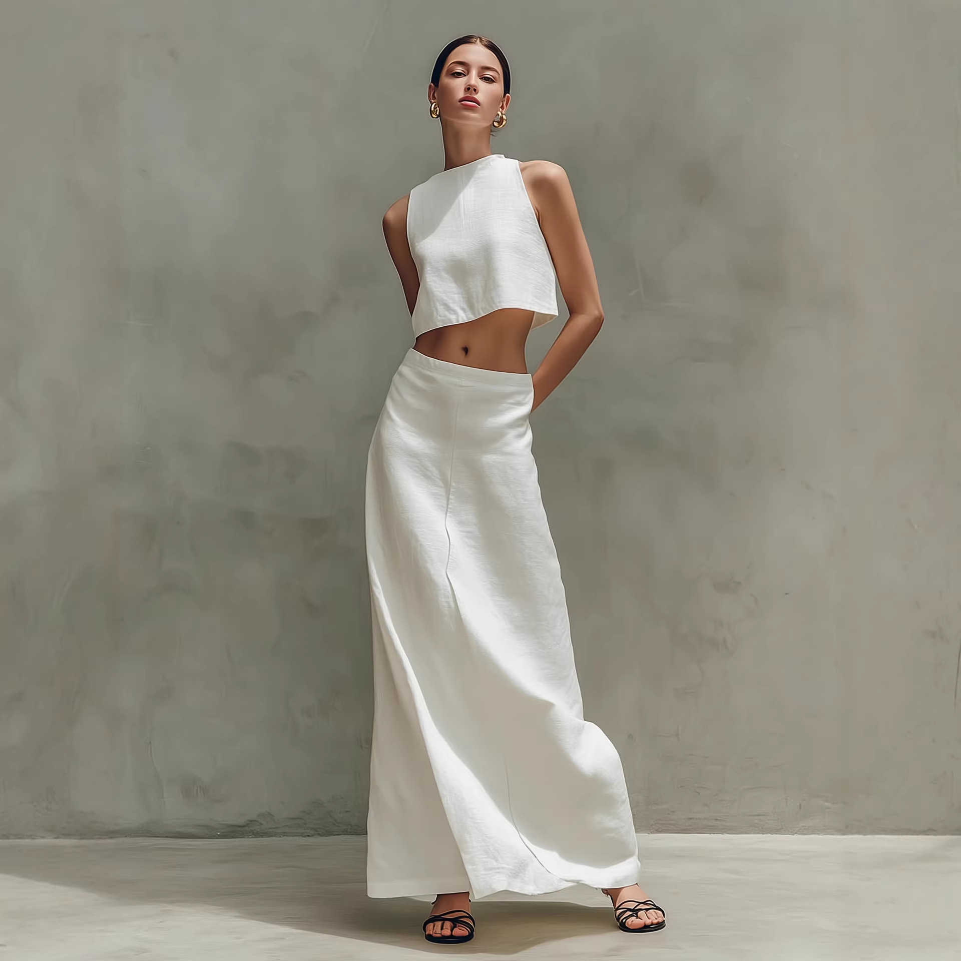 Sleeveless Top and Long Skirt Two-Piece Set