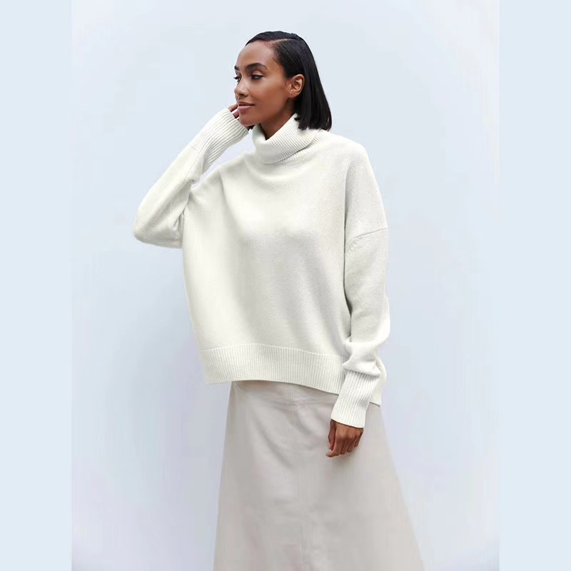 Soft High Turtleneck Solid Pullover Sweater
