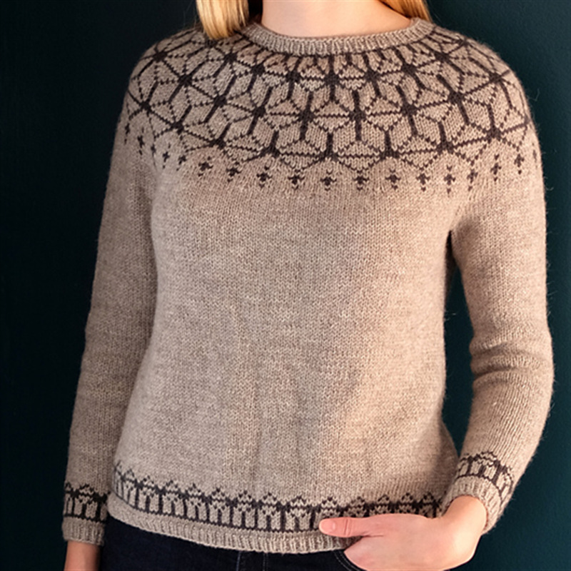 Women's Color-Block Crewneck Pullover Knit Sweater