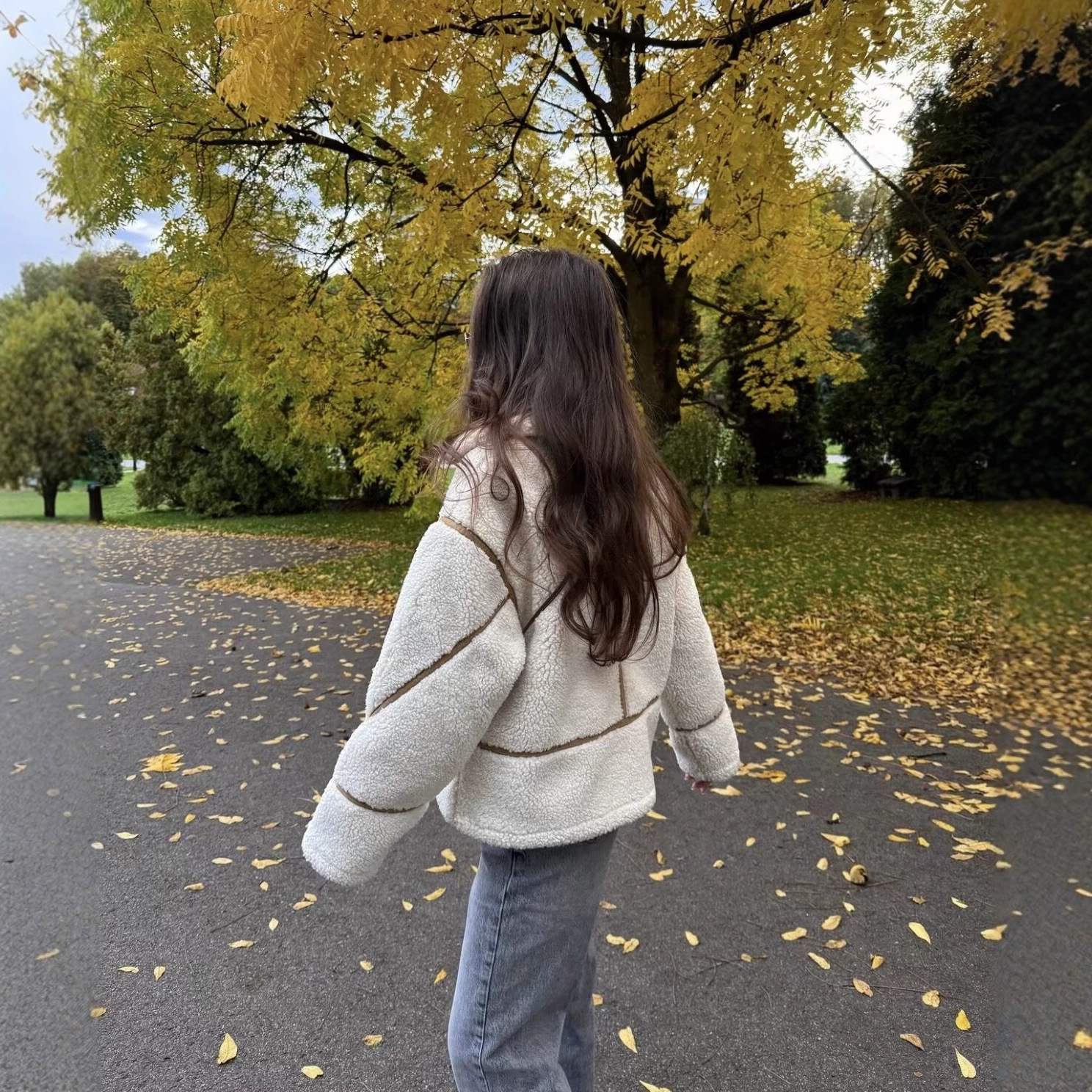 Faux Fur Fleece Zip-Up Jacket with Pockets