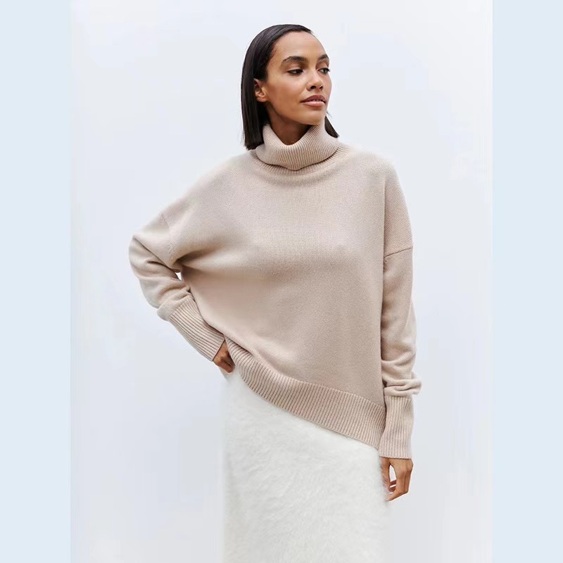 Soft High Turtleneck Solid Pullover Sweater