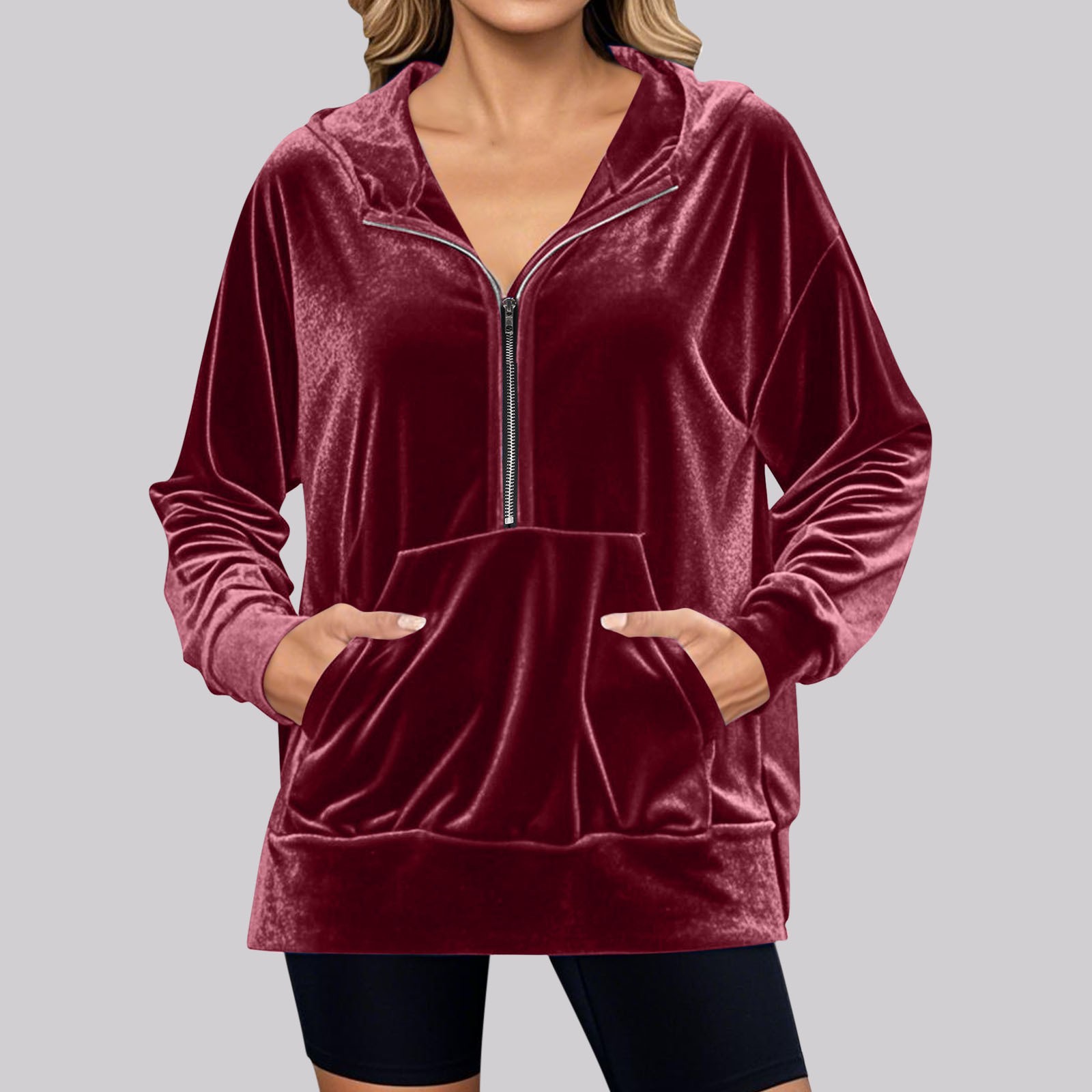 Women's Hooded Long-Sleeve Sweatshirt Korean Velvet Pullover