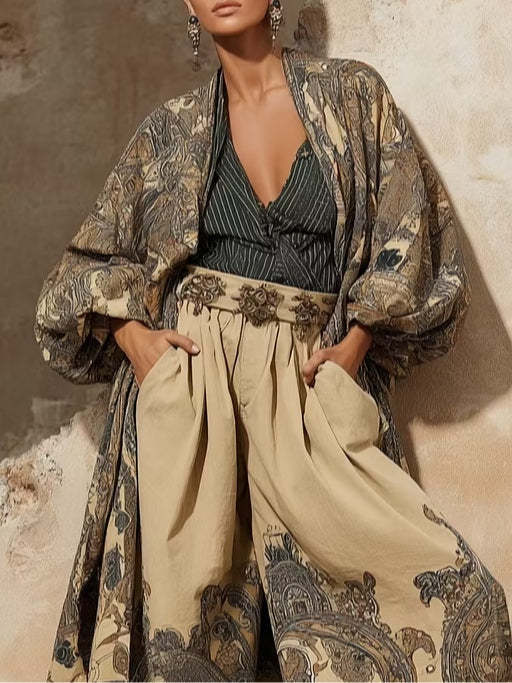 Women's Leopard Print Two-Piece Set Oversized Top & Pants Streetwear