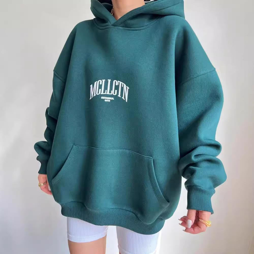 Women's Letter Print Hooded Pullover Sweatshirt