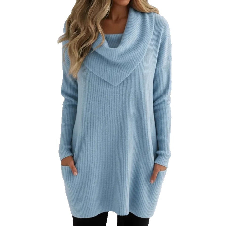 Women's Retro Triangle Cowl Neck Knit Sweater