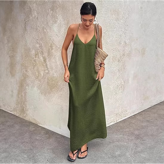 Women's Sleeveless Backless Cutout Cami Long Dress