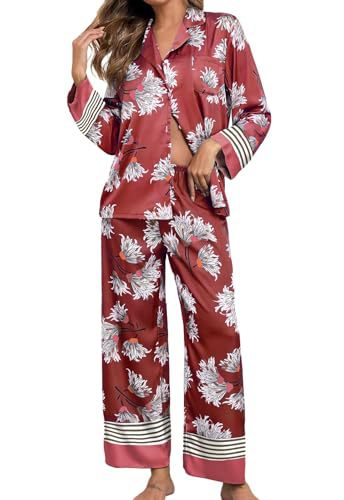 Cuban Collar Floral Coin Leopard Leaf Print Long Sleeve Women's Set