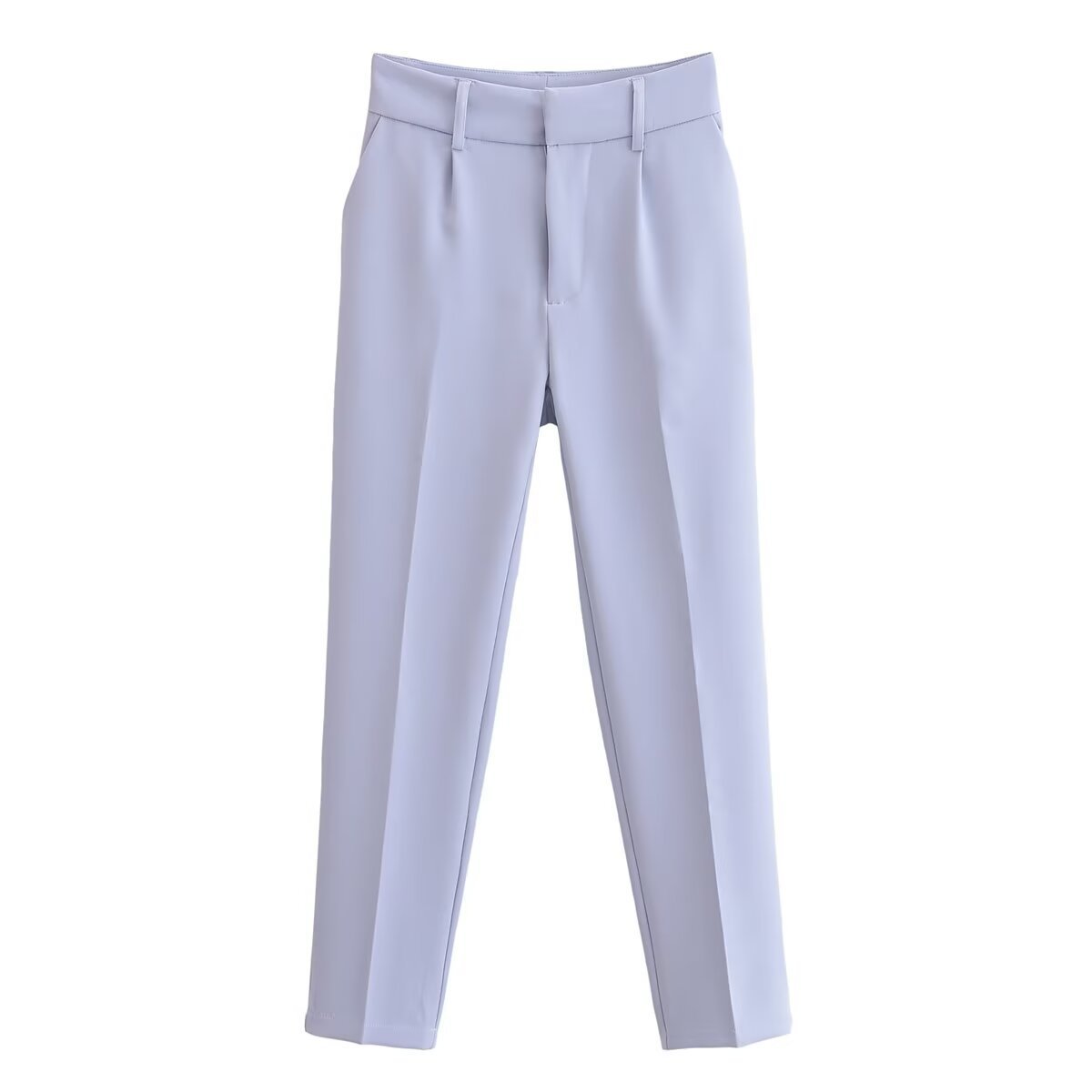 Women's High-Waist Straight-Leg Suit Pants Solid Color Streetwear
