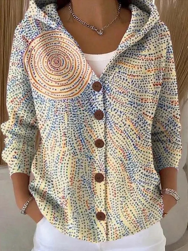 Women's Polka Dot Swirl Print Casual Hoodie