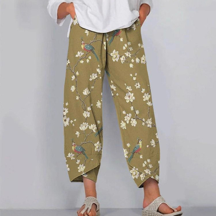 Women's Floral Print Cropped Jogger Pants Casual Multicolor