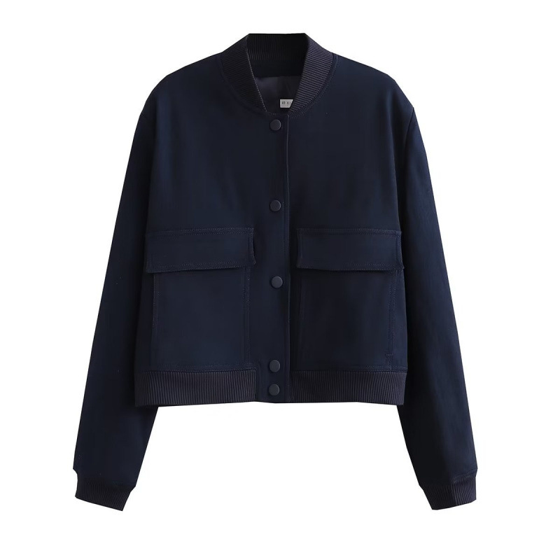 Women's Stand Collar Big Pocket Jacket