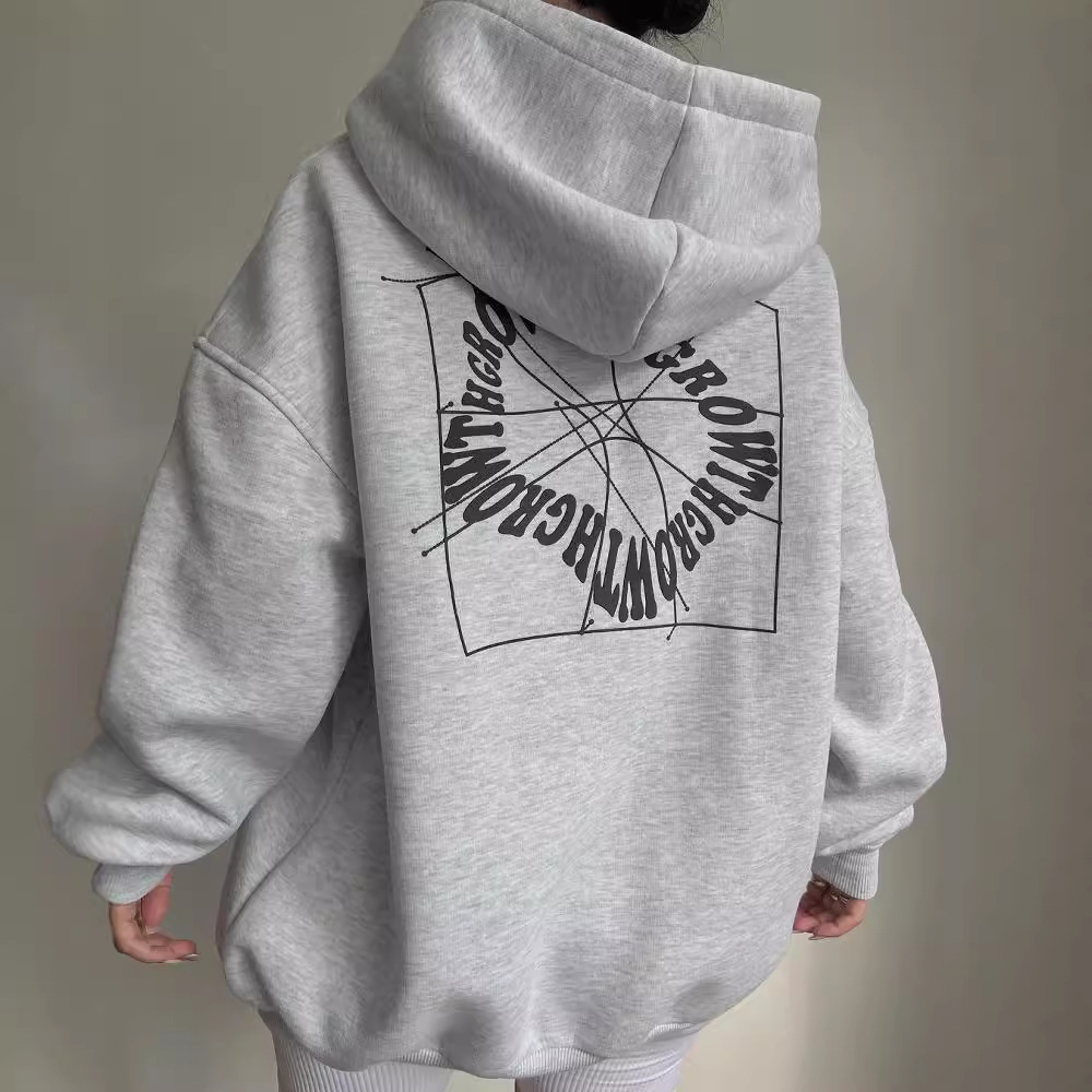 Women's Letter Print Hooded Pullover Sweatshirt