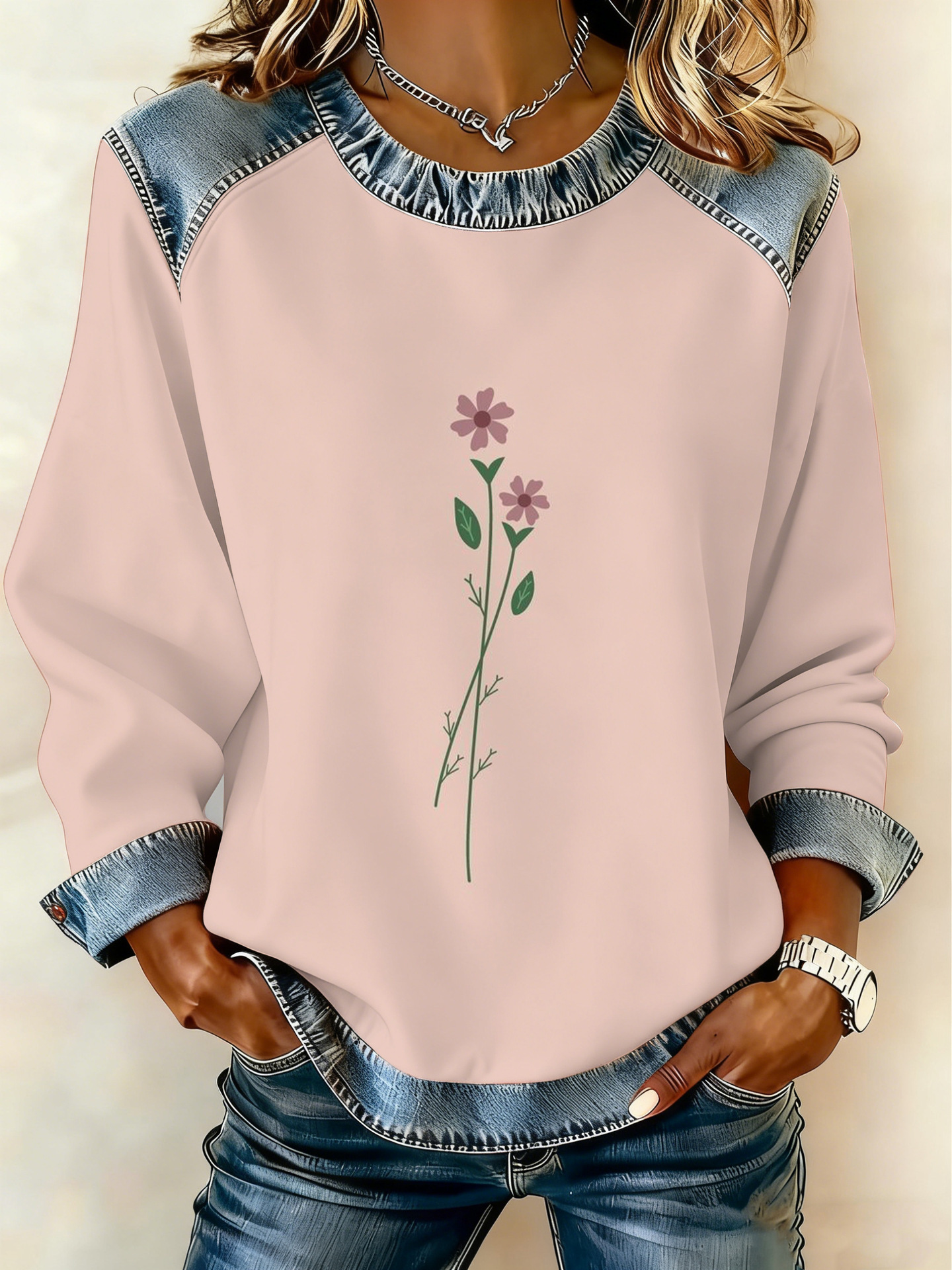 Women's Animal Lion Tiger Print Crewneck Sweatshirt