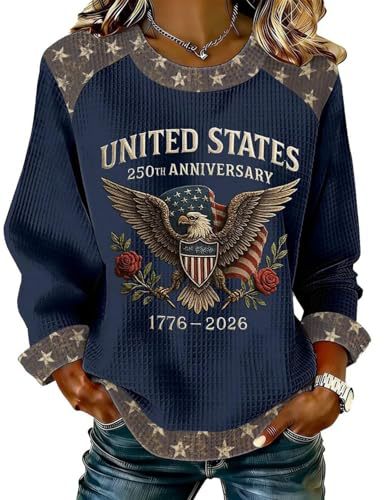 Women's Eagle American Flag Print Crewneck Sweatshirt