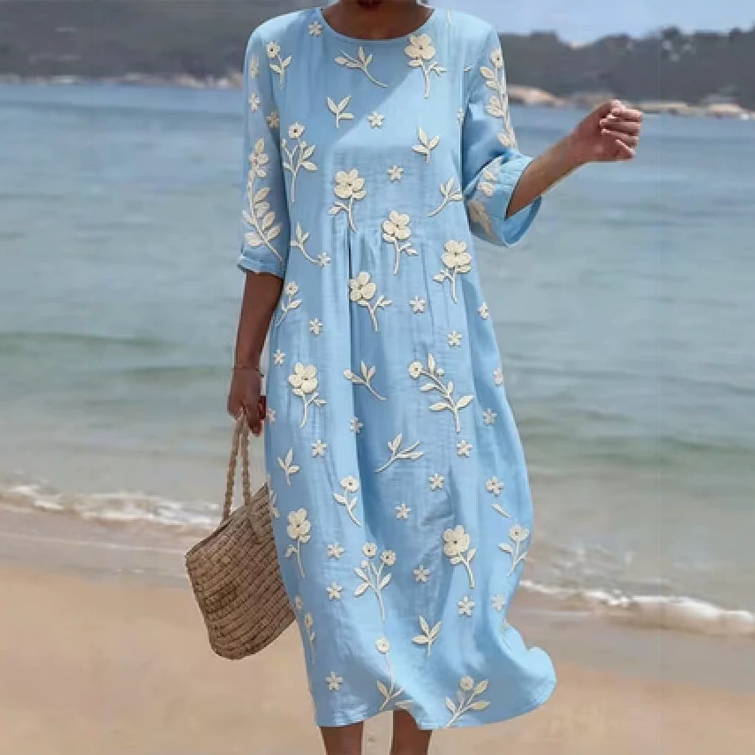 Women's Floral Print Ruched Midi Dress