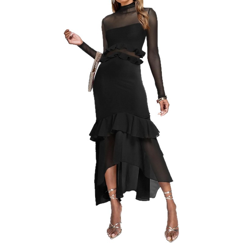Ruched Slim-Fit Long-Sleeve Midi Dress