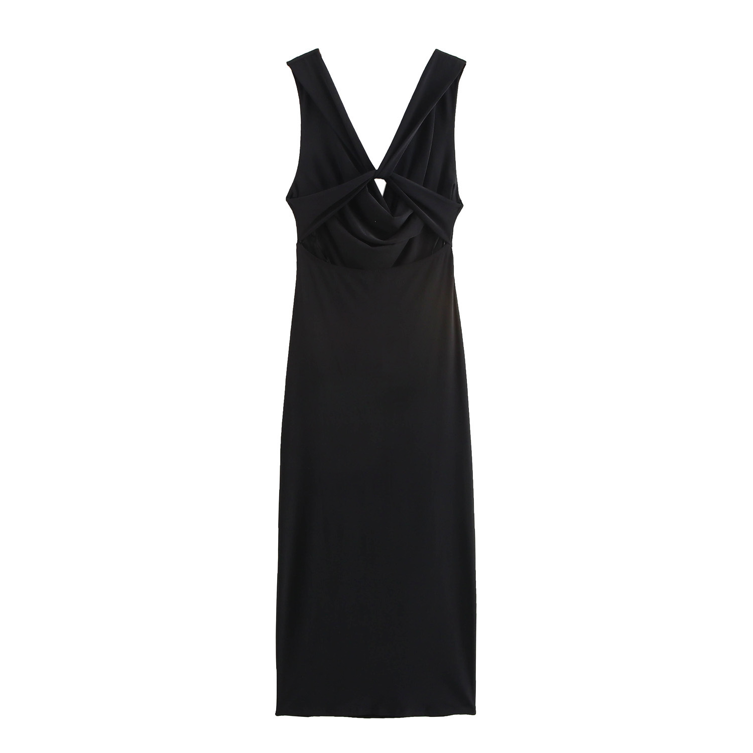 Back-Tie Midi Open-Back Long Sleeve Dress