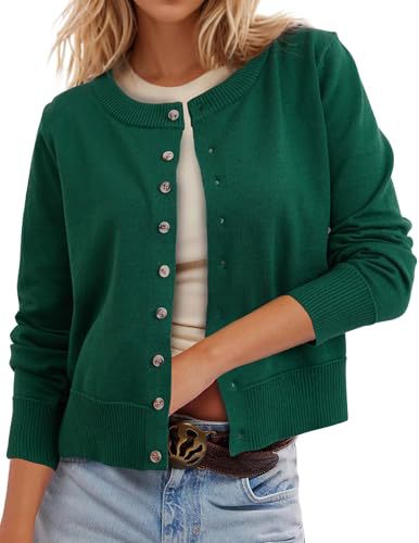 Women's Polka Dot Print Button Cardigan Sweater