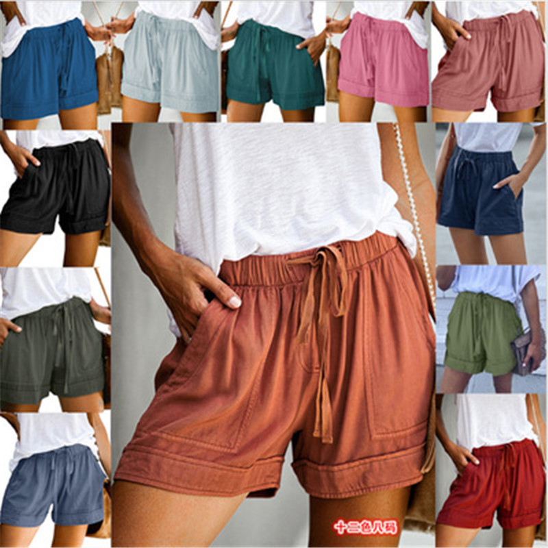 Women's High-Waist Wide-Leg Drawstring Shorts Casual Summer