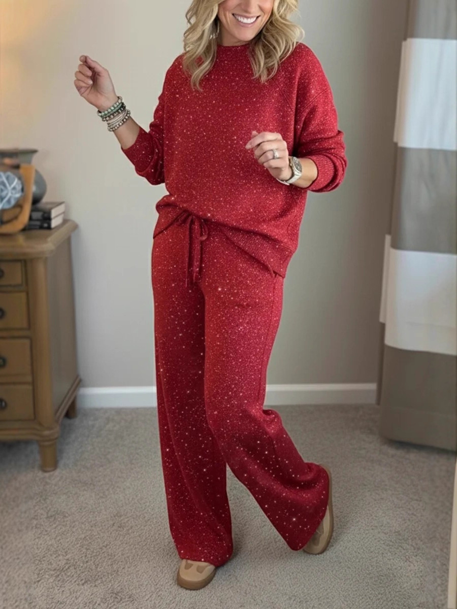 Sparkly Sequin Hoodie and Pants Set Loose Fit