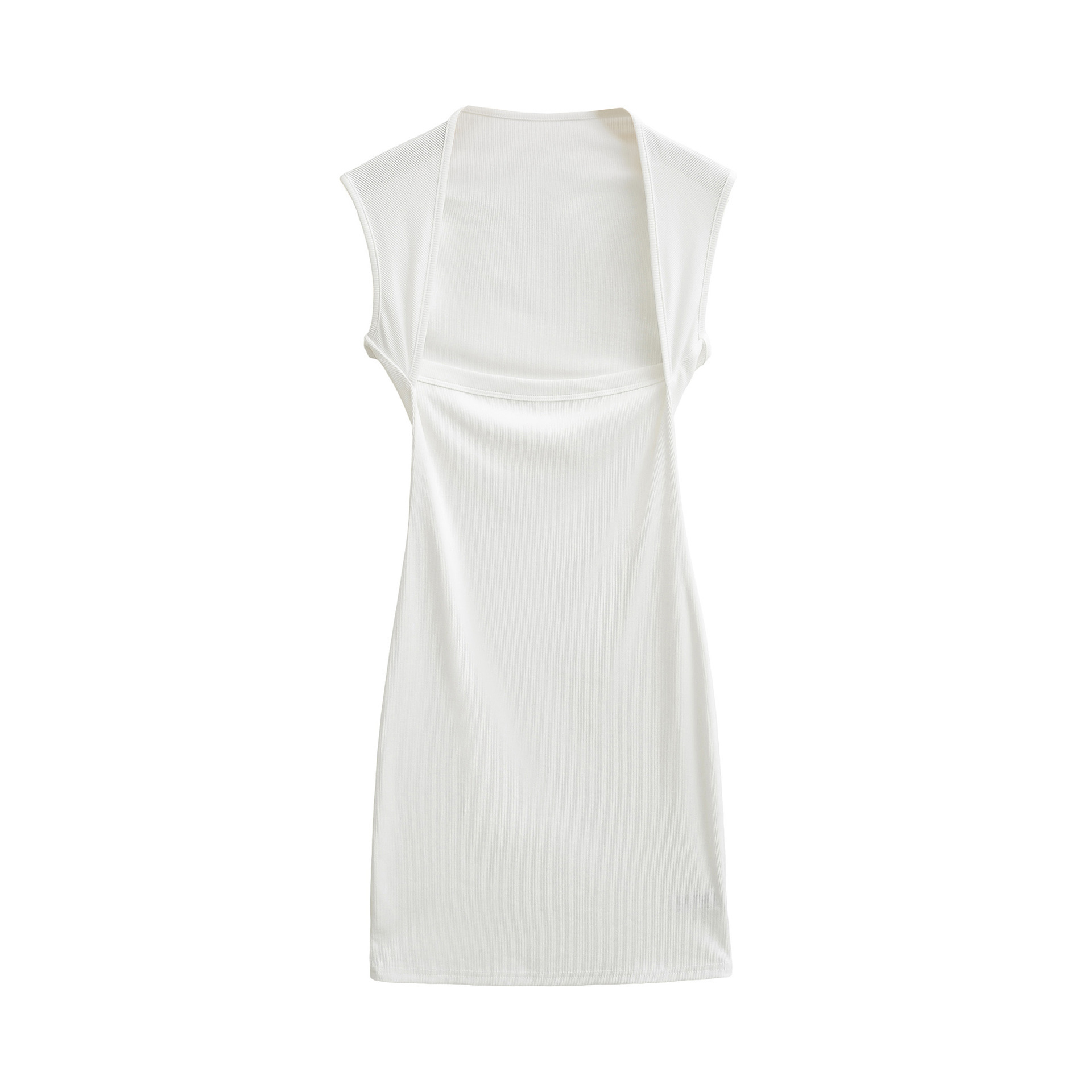 Women's Sexy Slim-Fit Bodycon Dress Square Neck Sleeveless Short Solid