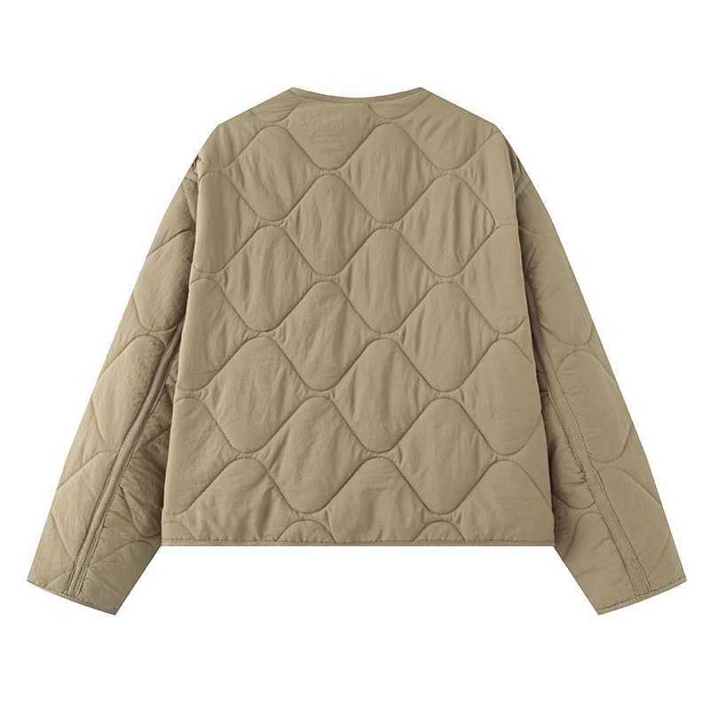 Women's Round Neck Button-Up Cotton Coat Casual