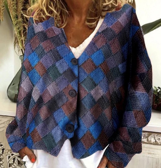 Printed Women's Cardigan Soft Knit Sweater Casual Cape Coat