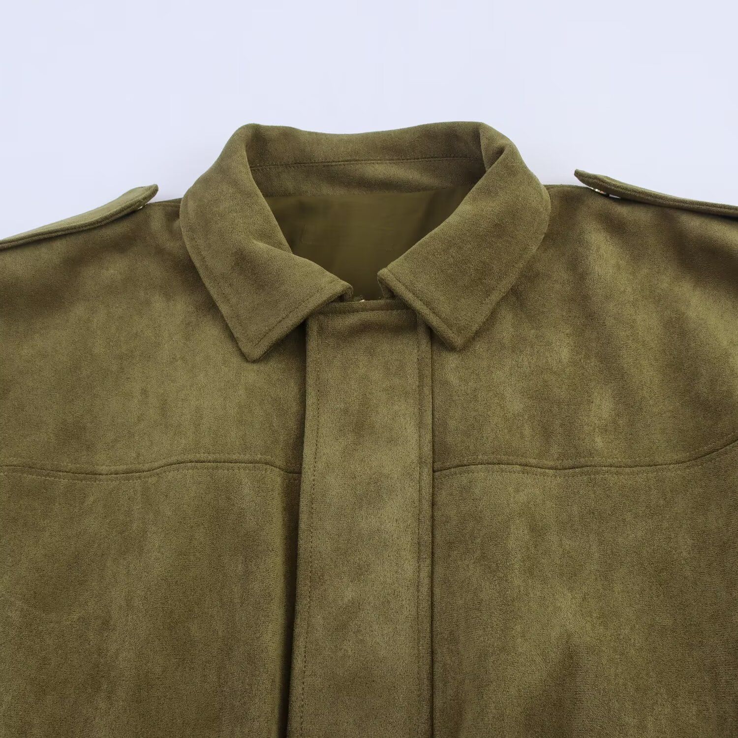 Faux Suede Bomber Jacket Retro Loose Fit Women's