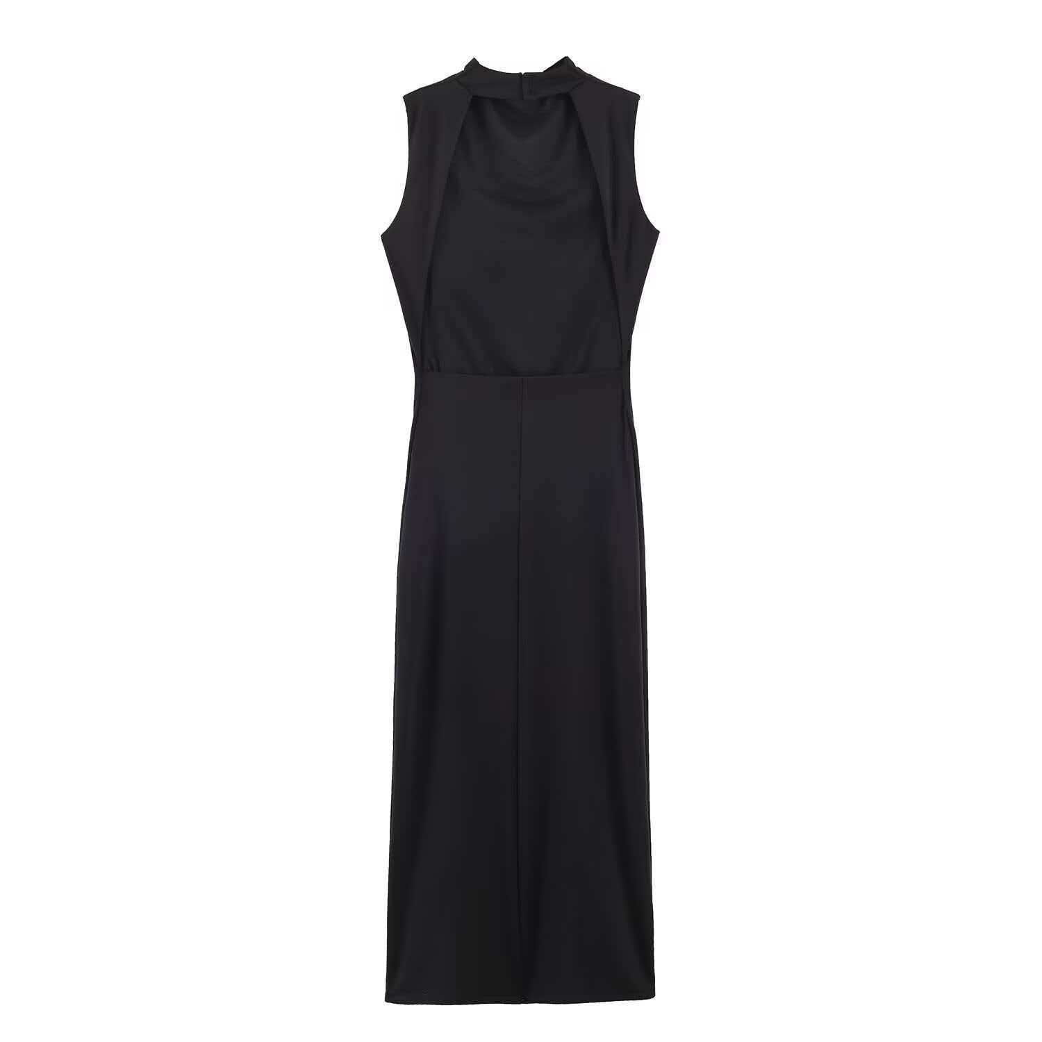 Women's Solid Color Slim Fit Backless Sleeveless Halter Dress