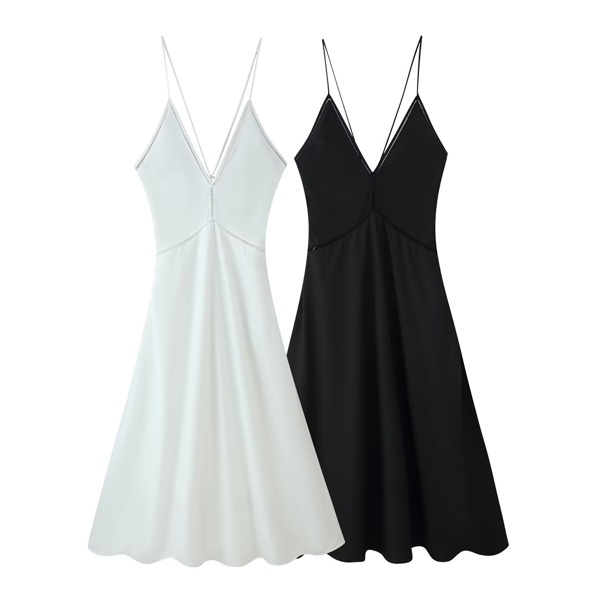 Women's Solid Color V-Neck Sleeveless A-Line Midi Dress