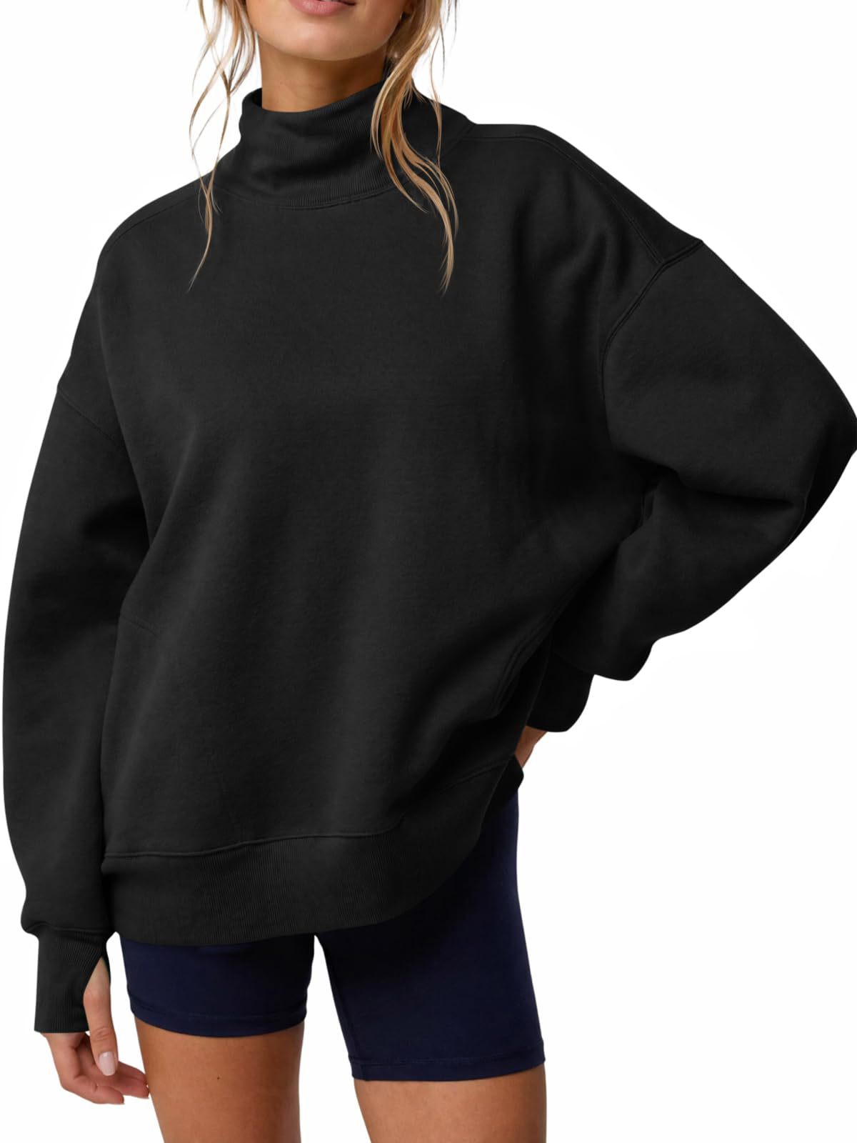 Women's Y2K Solid Half-Turtleneck Loose Pullover Sweatshirt