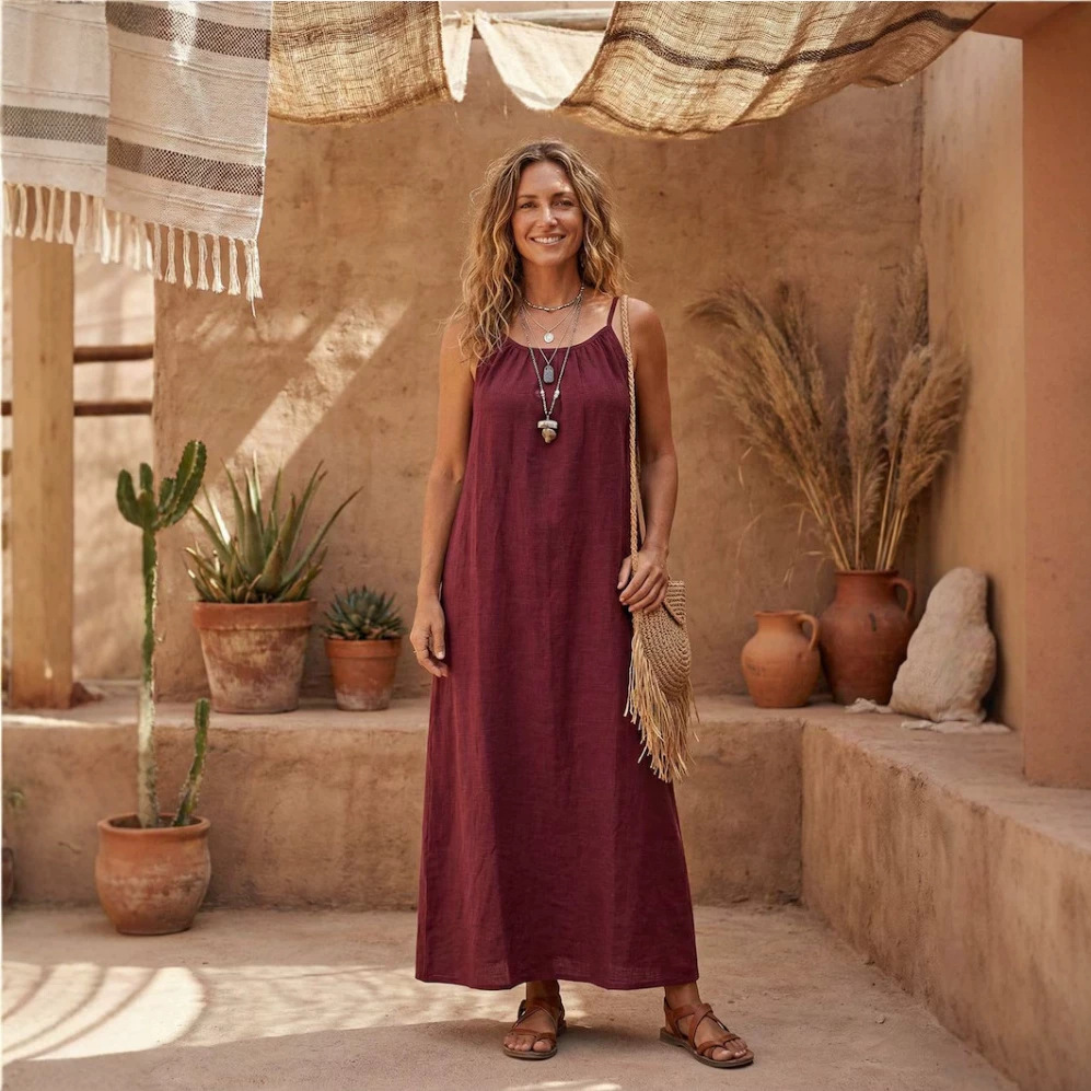 Women's Halter Neck A-Line Maxi Dress Sleeveless High Waist