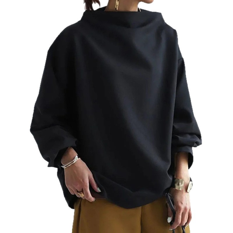 Women's Casual Turtleneck Pullover Loose Fit Sweatshirt