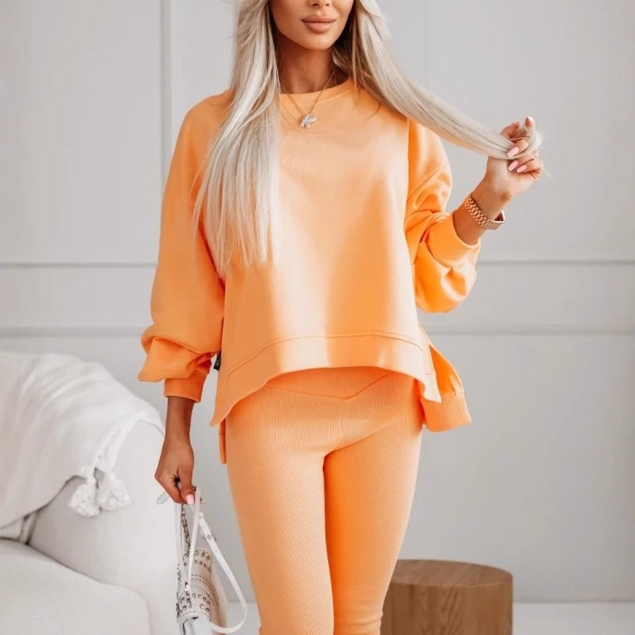 Women's Crewneck Sweatshirt Solid Color Long Sleeve Pullover