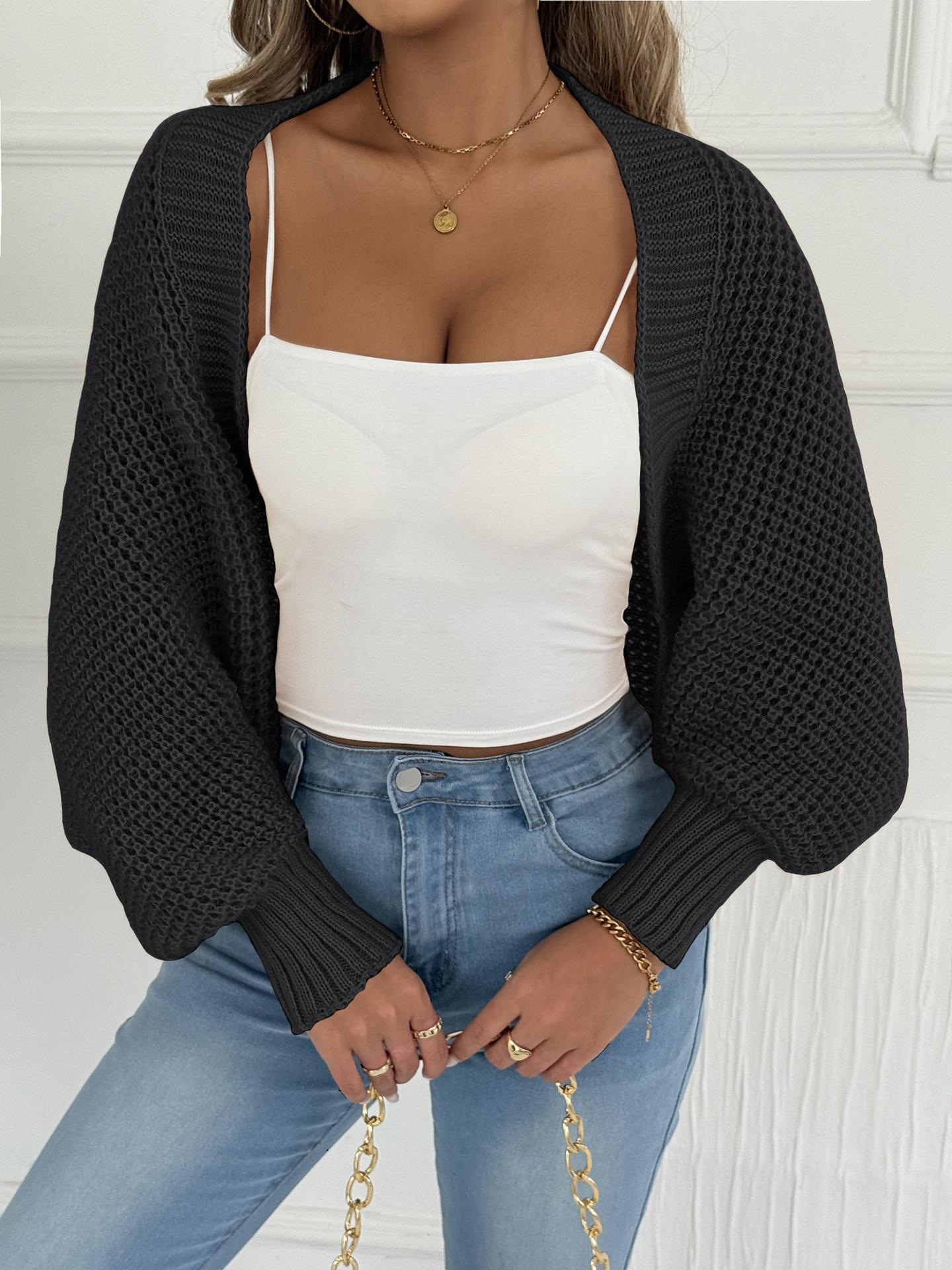 Women's Loose Knit Cardigan Asymmetric Shawl Collarless Long Sleeve