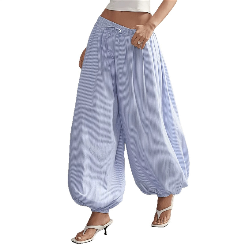 Striped Lantern Pants Casual Streetwear Loose Tapered