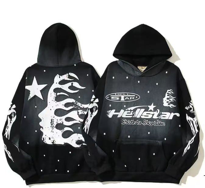 Unisex Printed Hooded Long-Sleeve Loose Sweatshirt